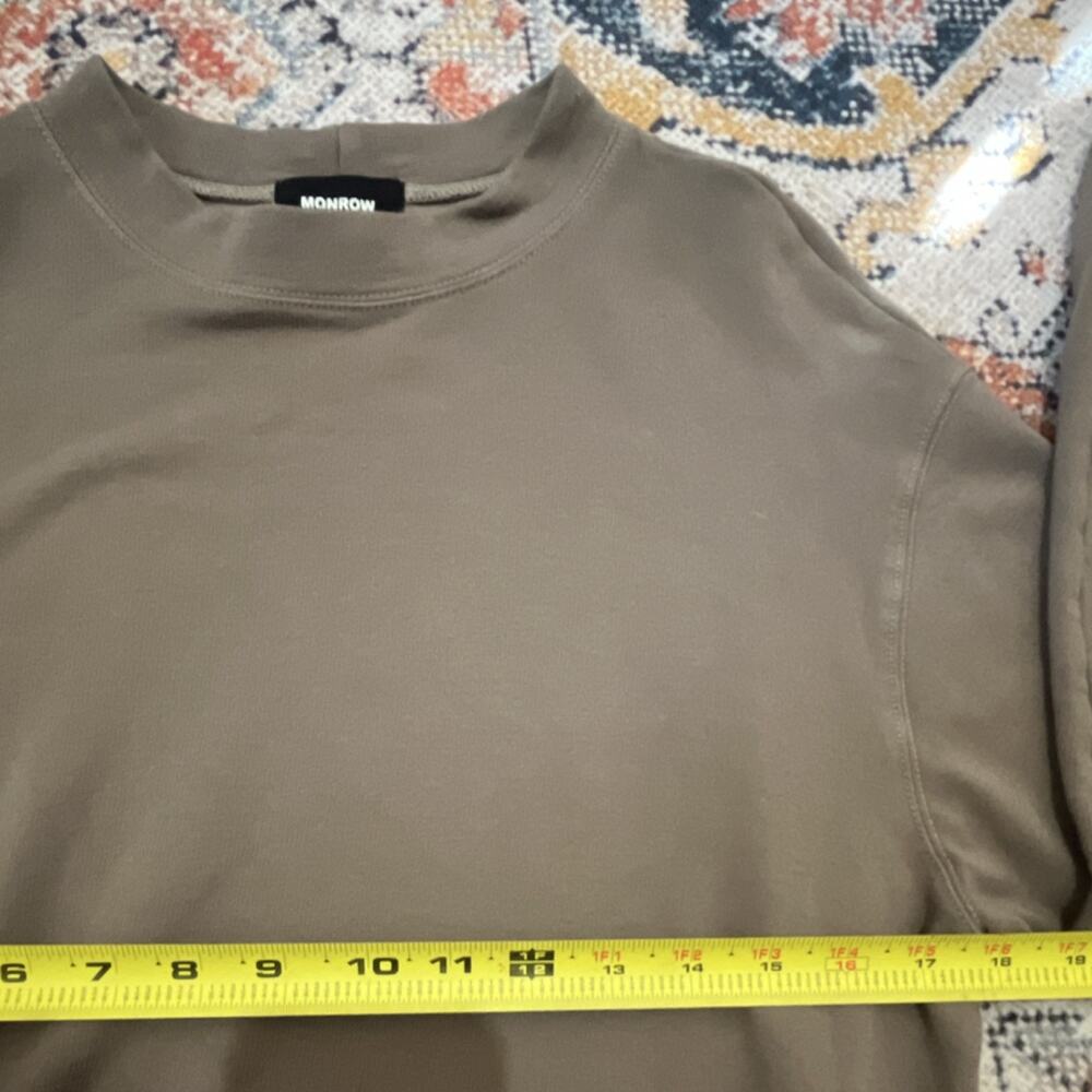 MONROW Brown Fleece Crewneck Pullover Sweatshirt Women’s XS Lightweight - Picture 4 of 6